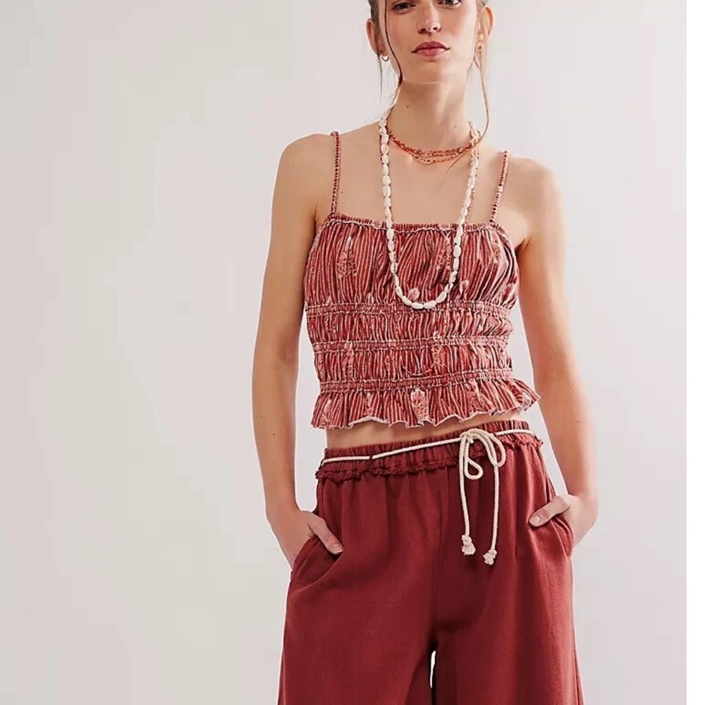 Free People We The Free Dolce Vita Smocked Floral Stripe Cami Tank - Medium
